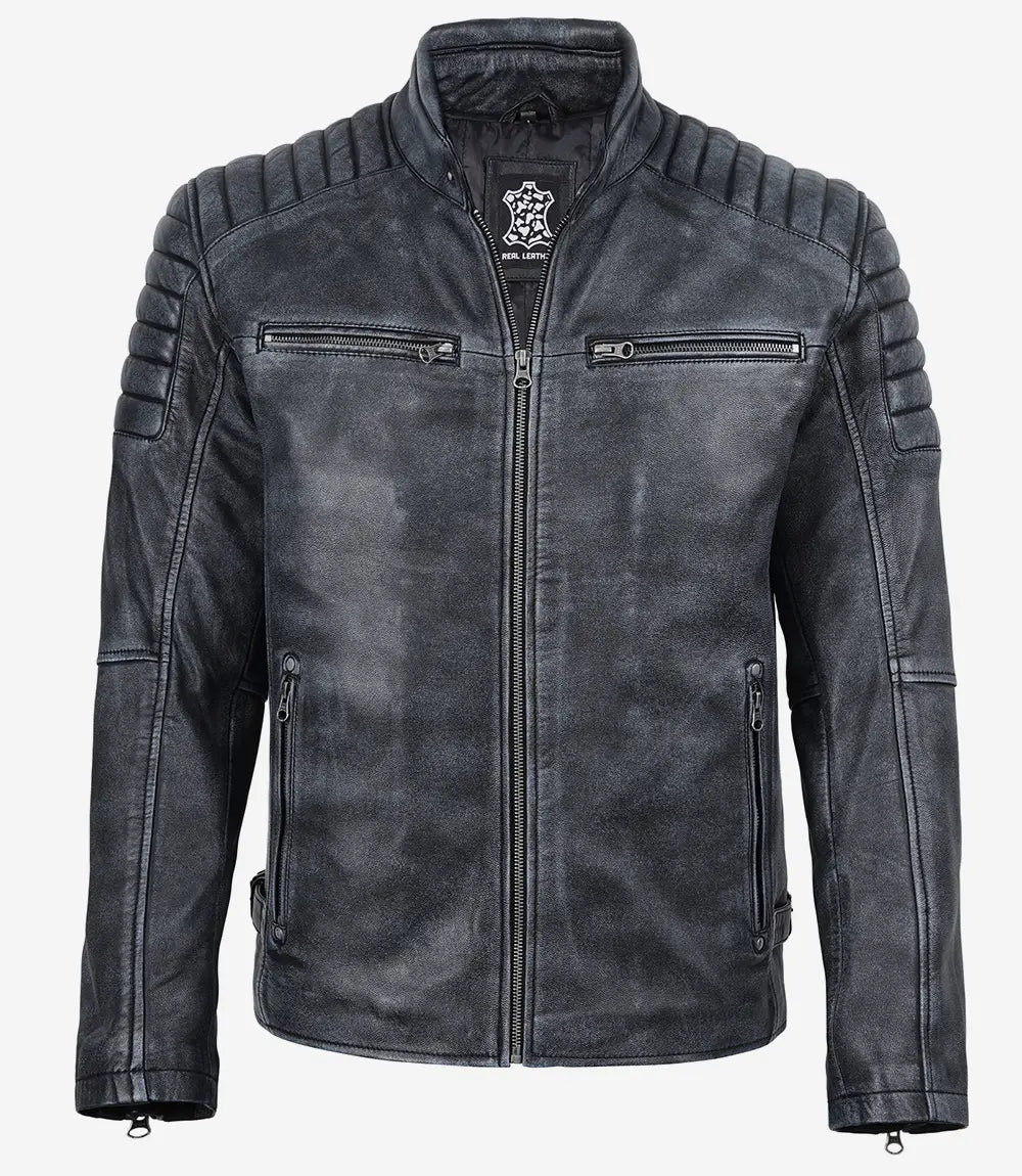 Blouson Cafe Racer Pour Homme en Cuir