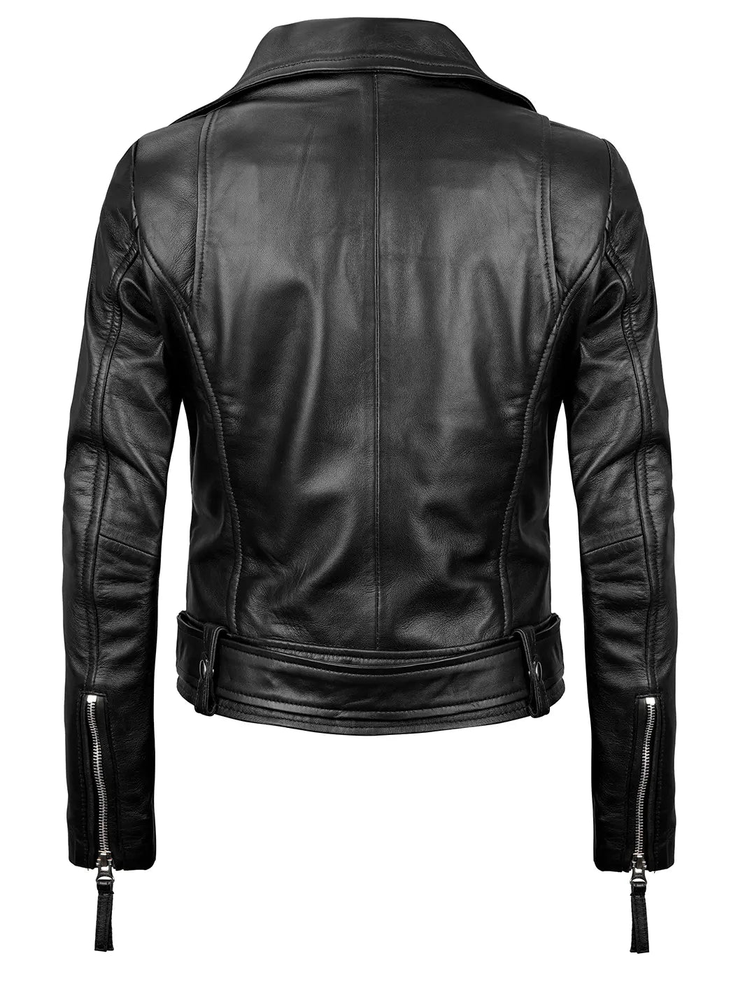 Blouson biker femme en cuir véritable