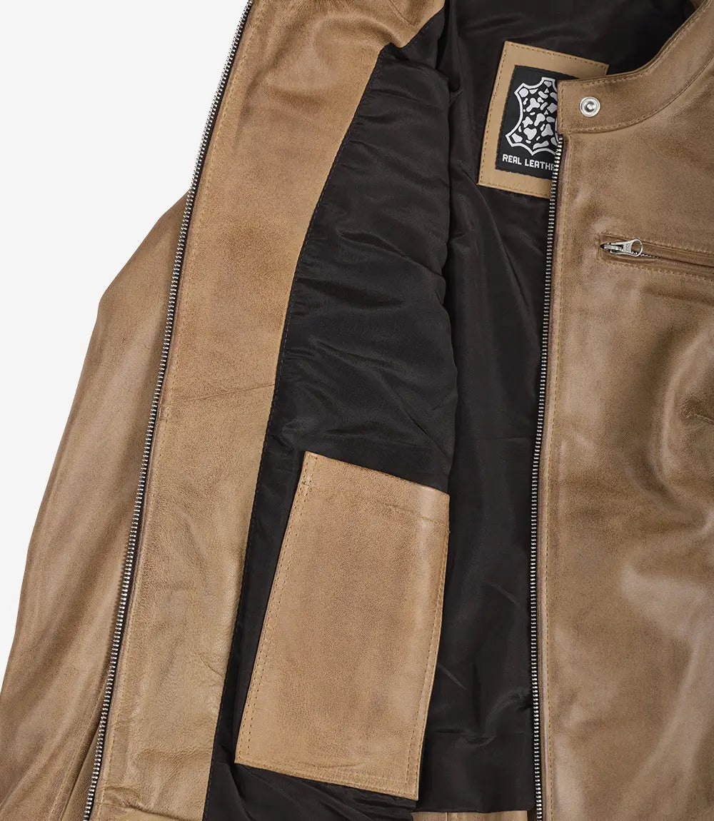 Blouson en cuir Dodge Camel marron