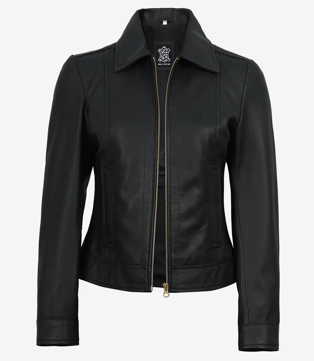 Femme Noir Veste en Cuir