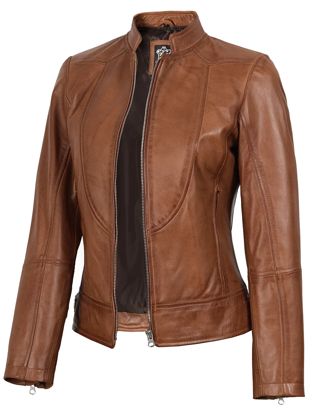 Femme Café Racer Veste Moto en Cuir
