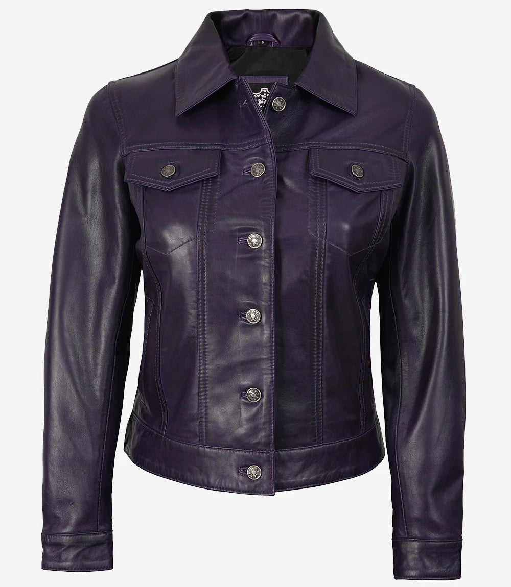 Fernando Veste en cuir violet pour femme