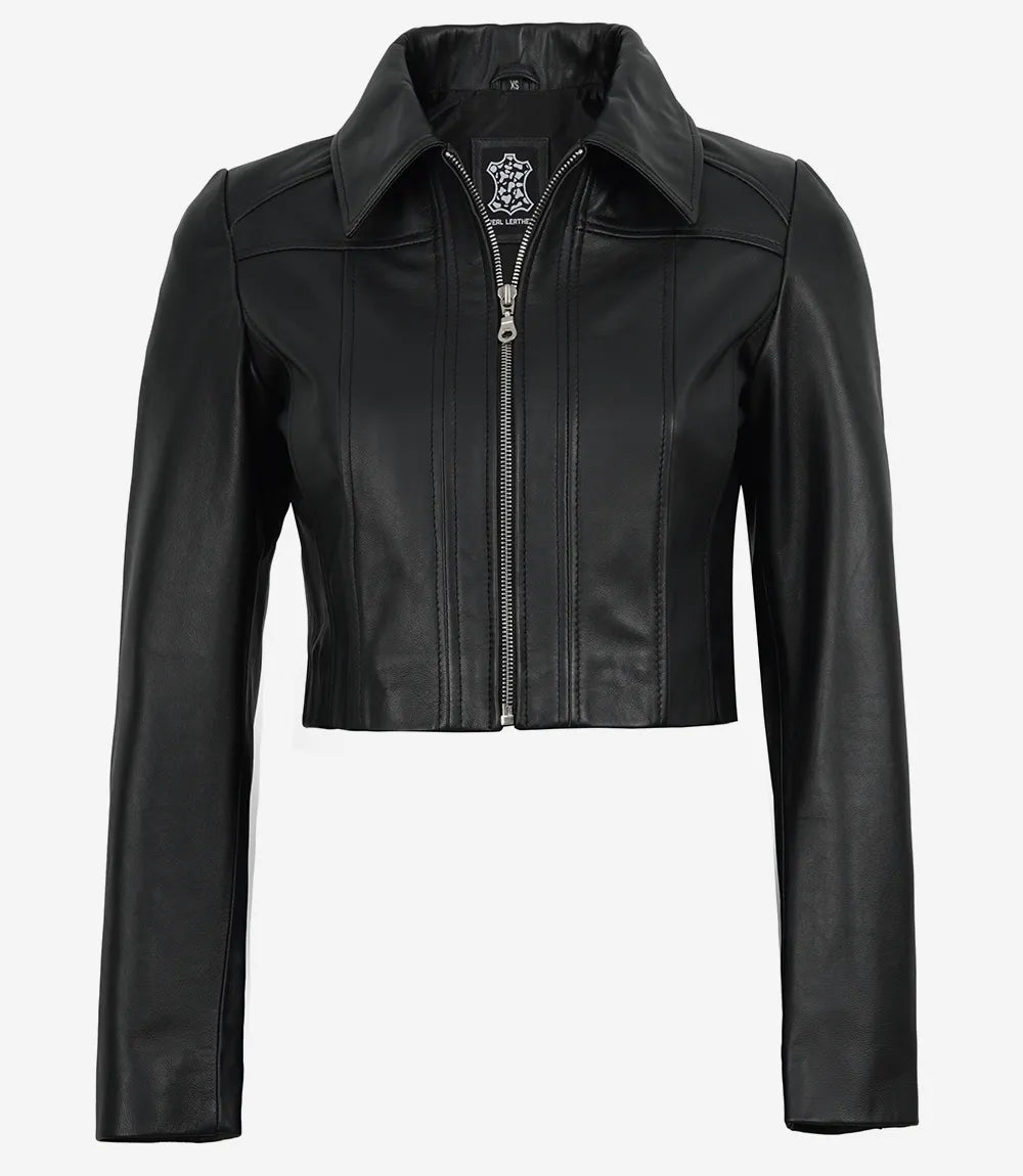 Pour Femme Noir Veste En Cuir