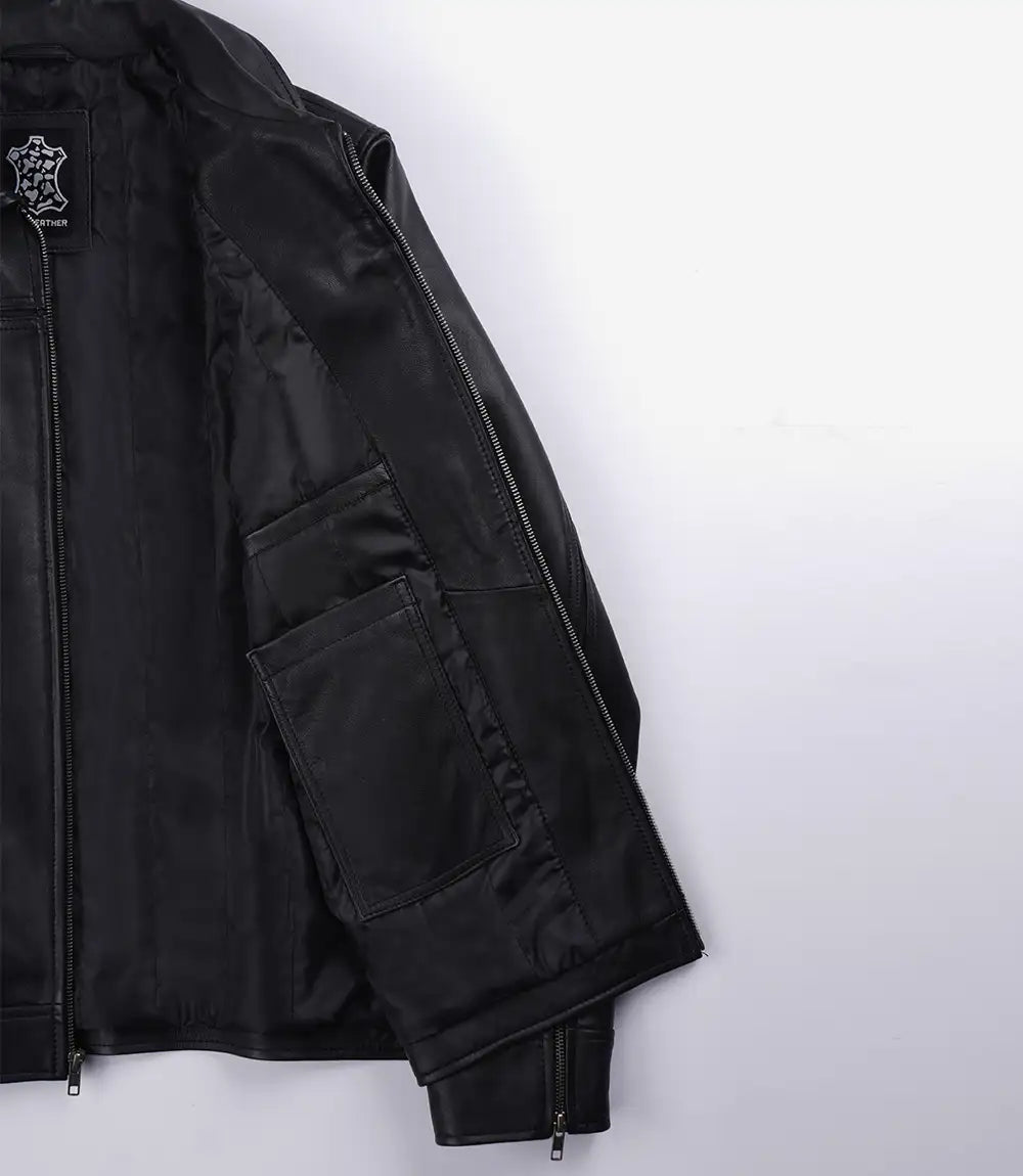 Mark Herren Harrington Schwarze Lammleder Lederjacke