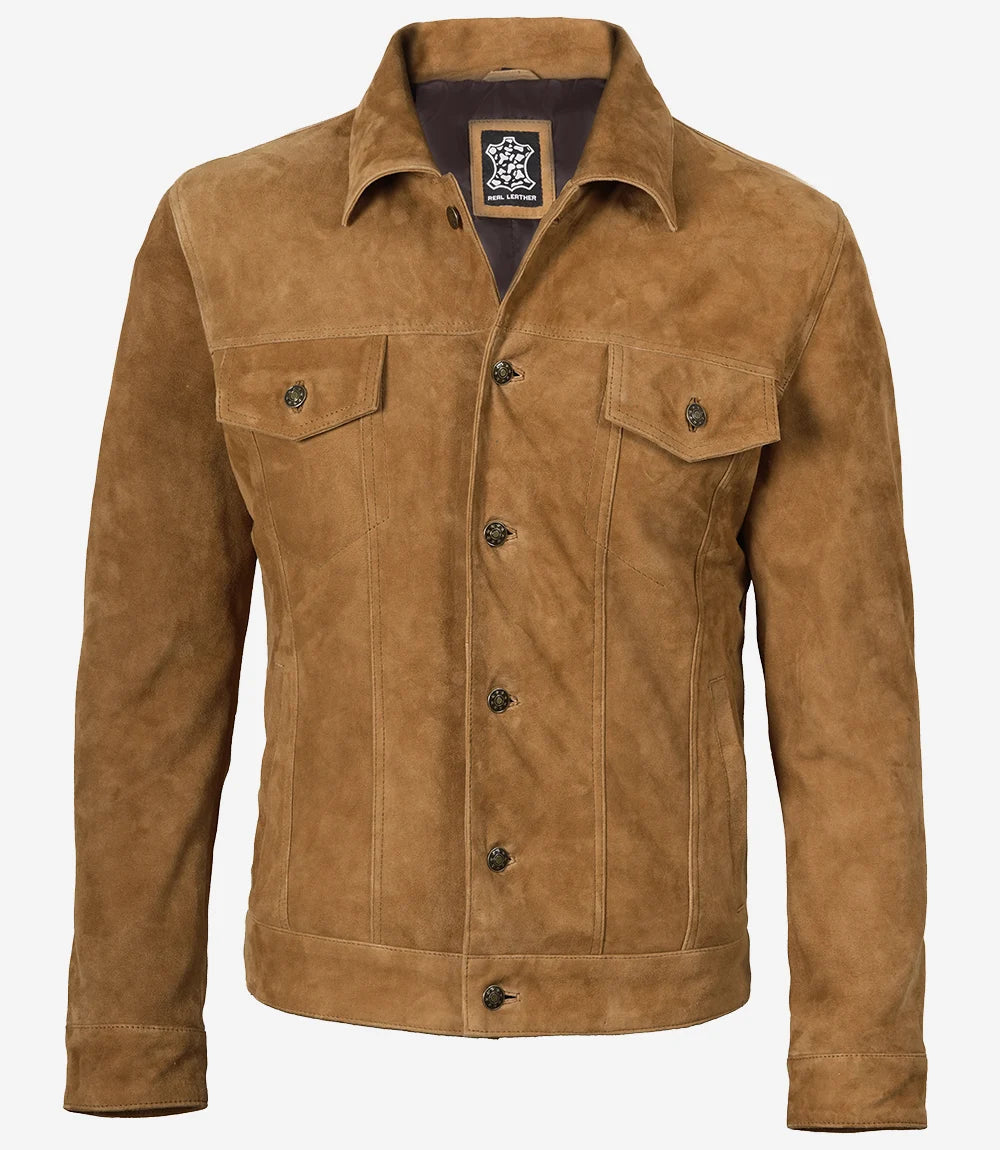 Logan Veste En Daim Marron Clair