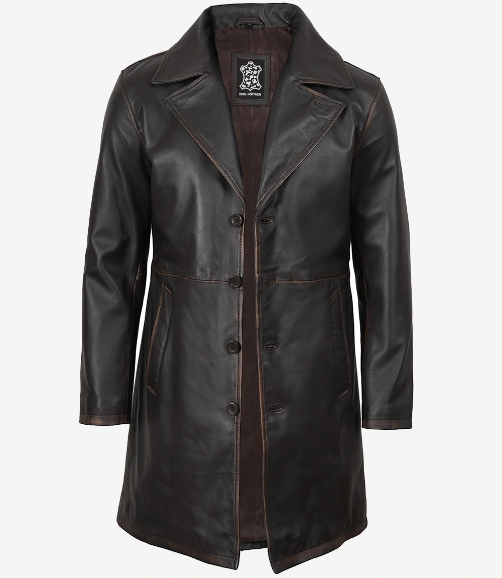 Manteau de voiture en cuir marron