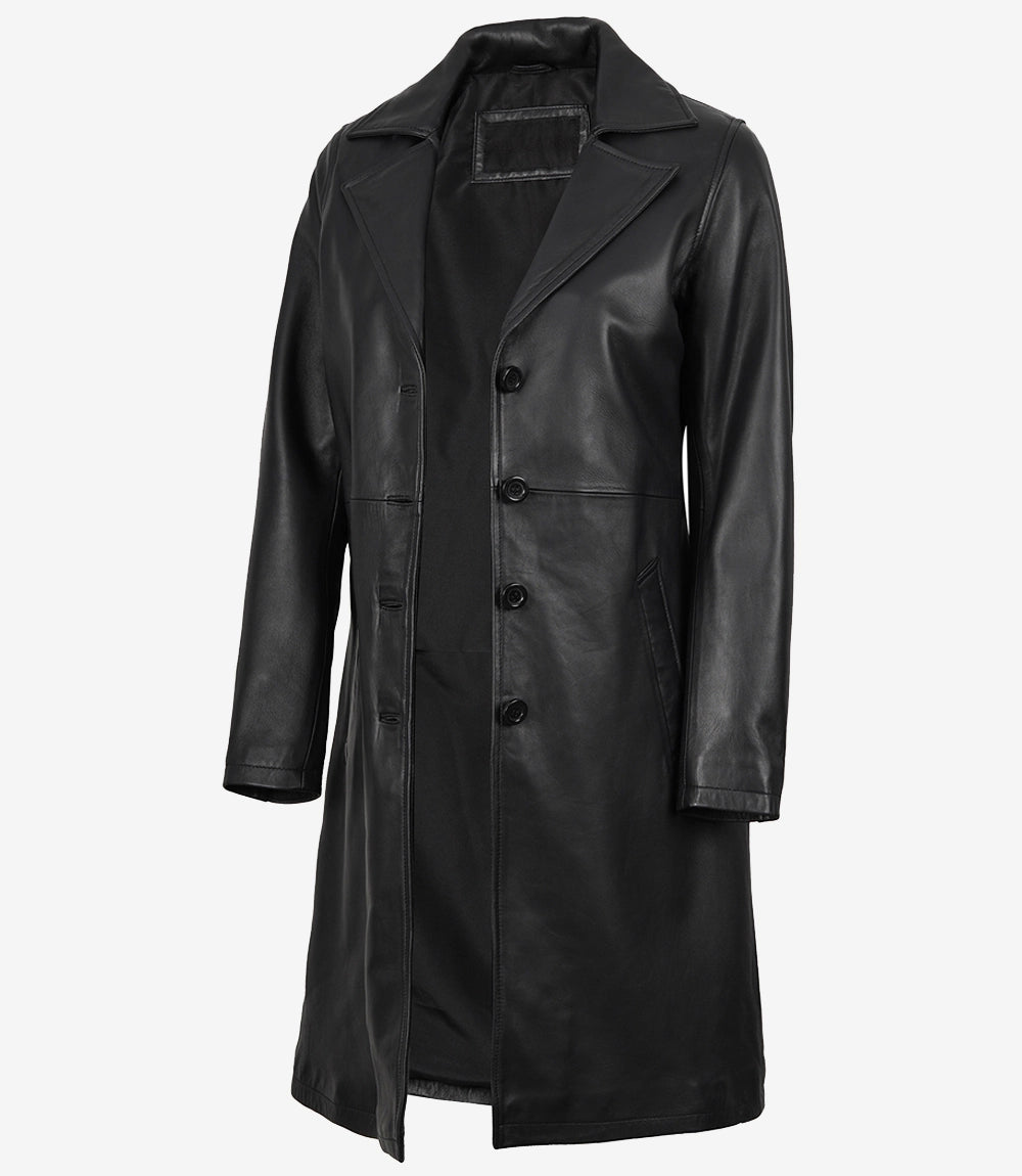 Manteau de voiture en cuir véritable noir