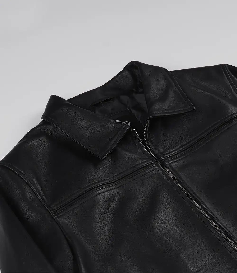 Mark Herren Harrington Schwarze Lammleder Lederjacke