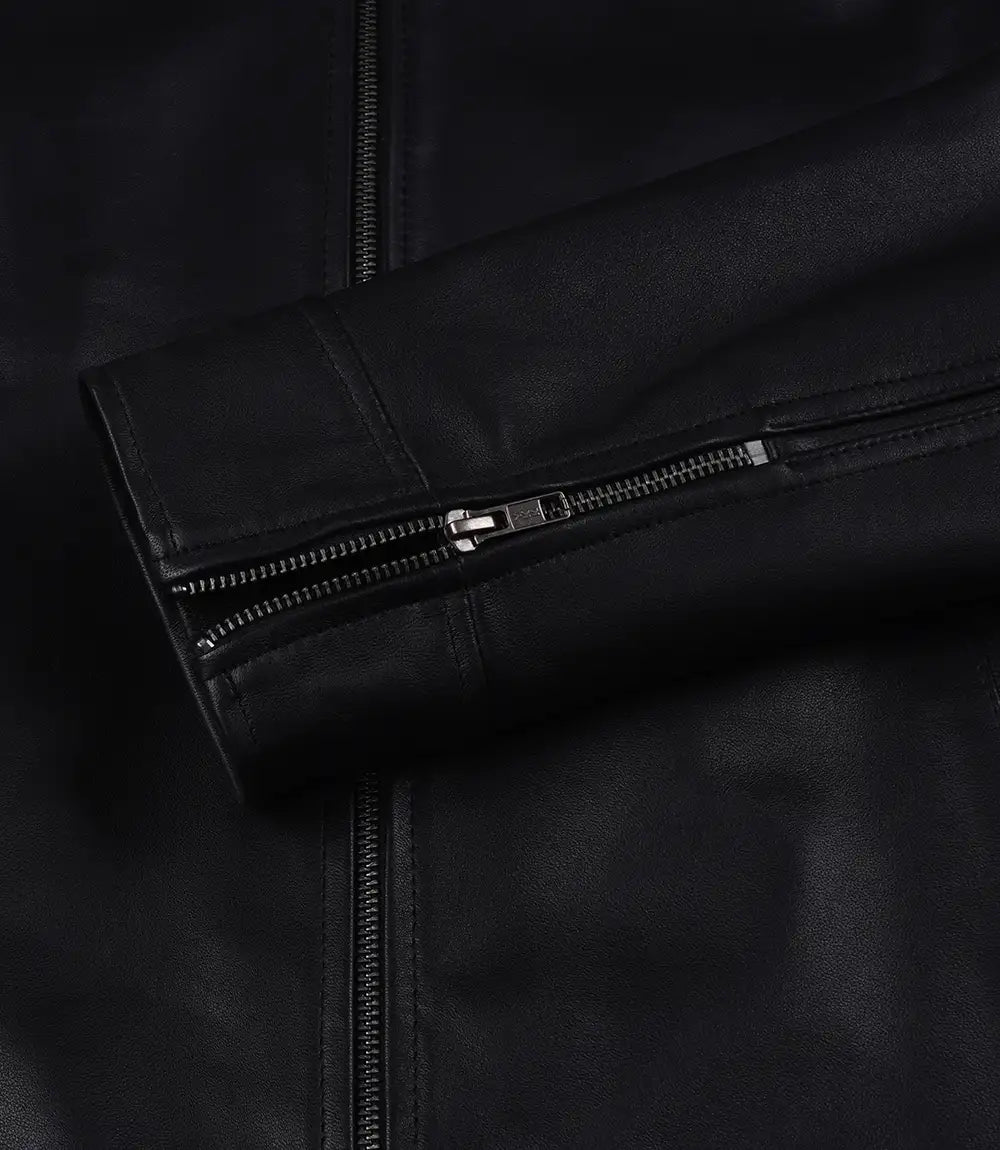 Mark Herren Harrington Schwarze Lammleder Lederjacke