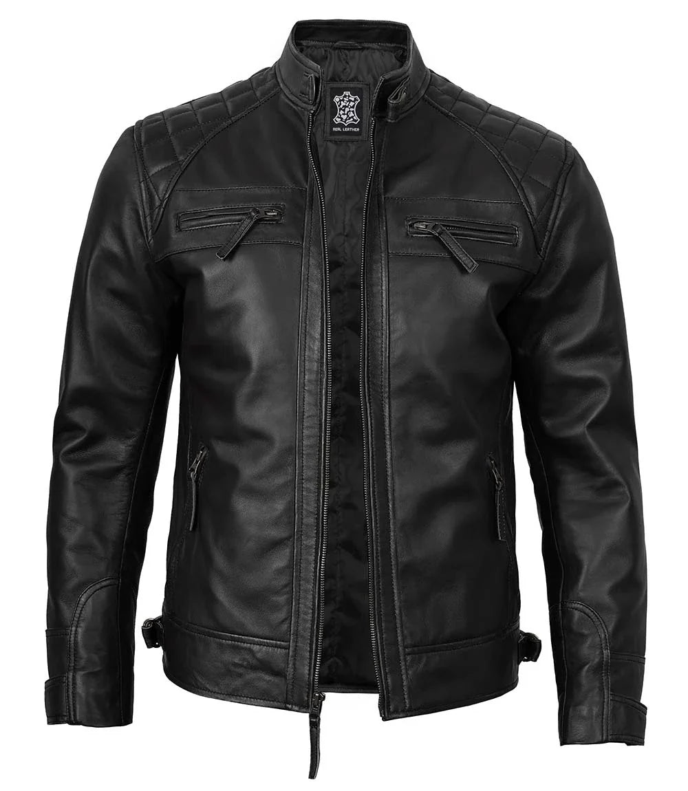 Veste en cuir Café Racer pour hommes