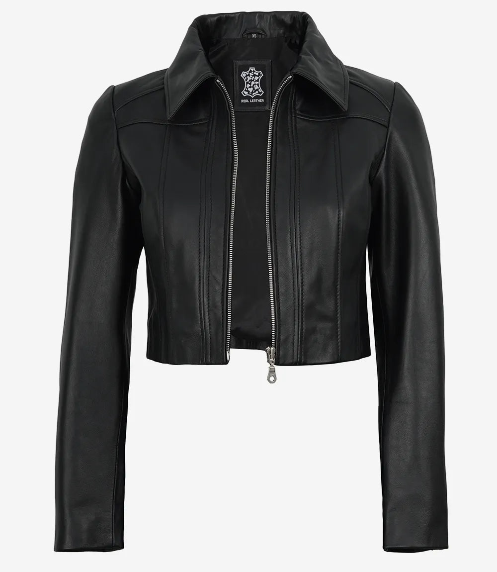 Pour Femme Courte Veste En Cuir
