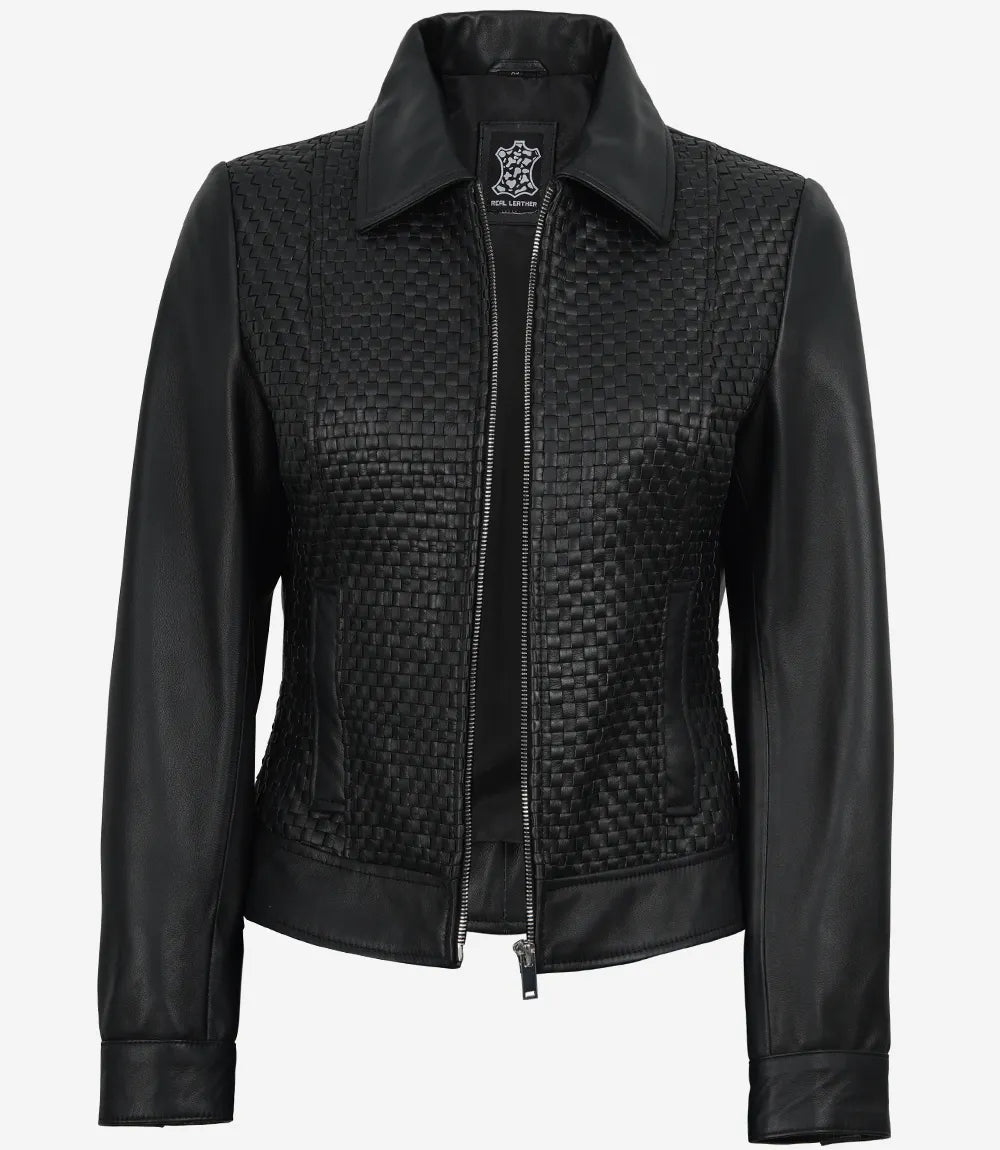 Pour Femme Noir Veste En Cuir