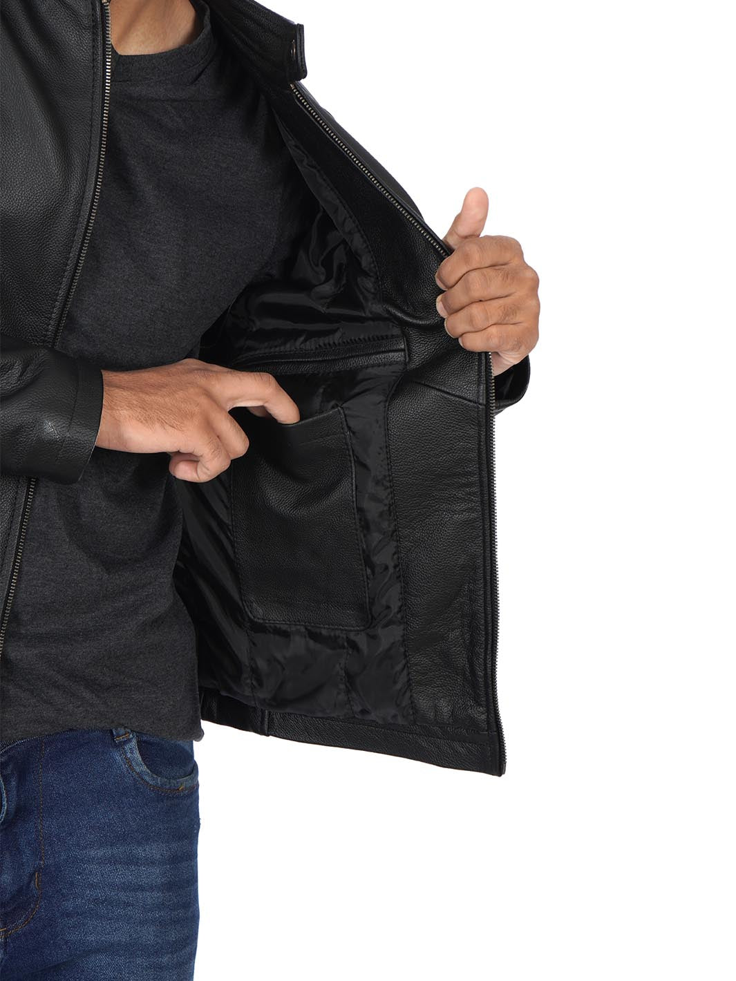 Ricardo Cow Hide Veste en cuir noir pour homme