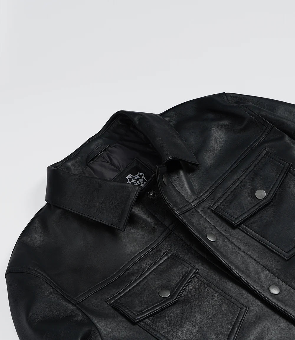 Veste En Cuir Noir Pour Homme