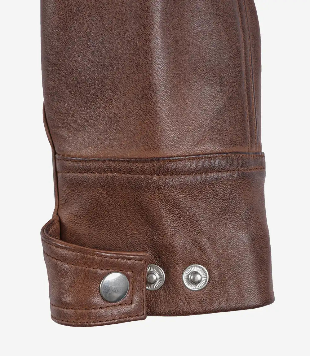 Johnson gesteppte Cognac Cafe Racer Damen-Lederjacke
