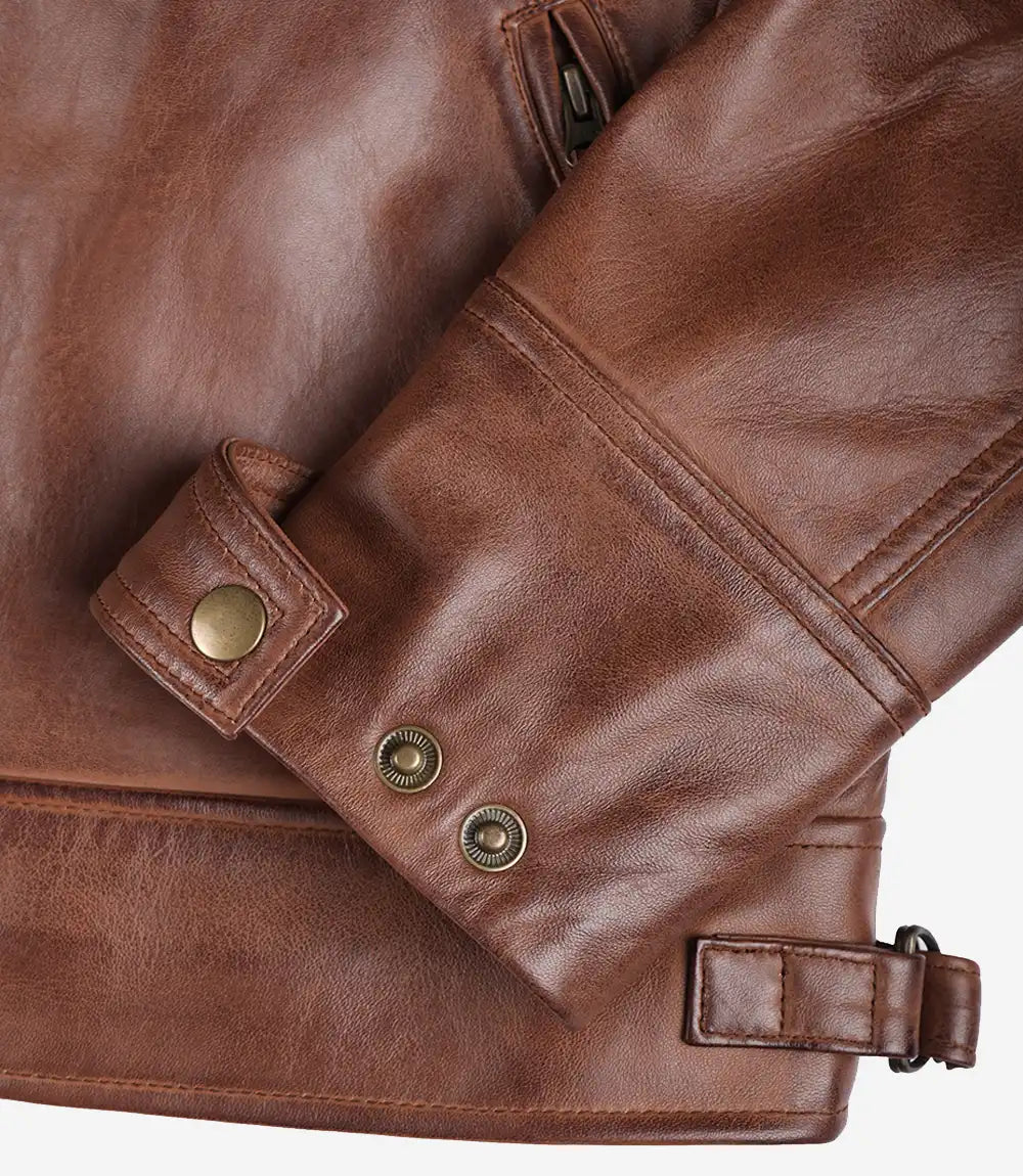 Veste en cuir marron pour homme