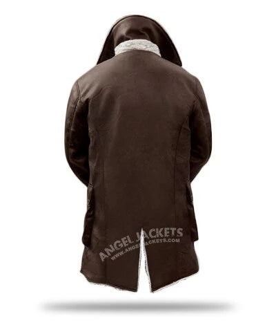 Bane Herren-Sherpa-Mantel im Distressed-Look, Dunkelbraun