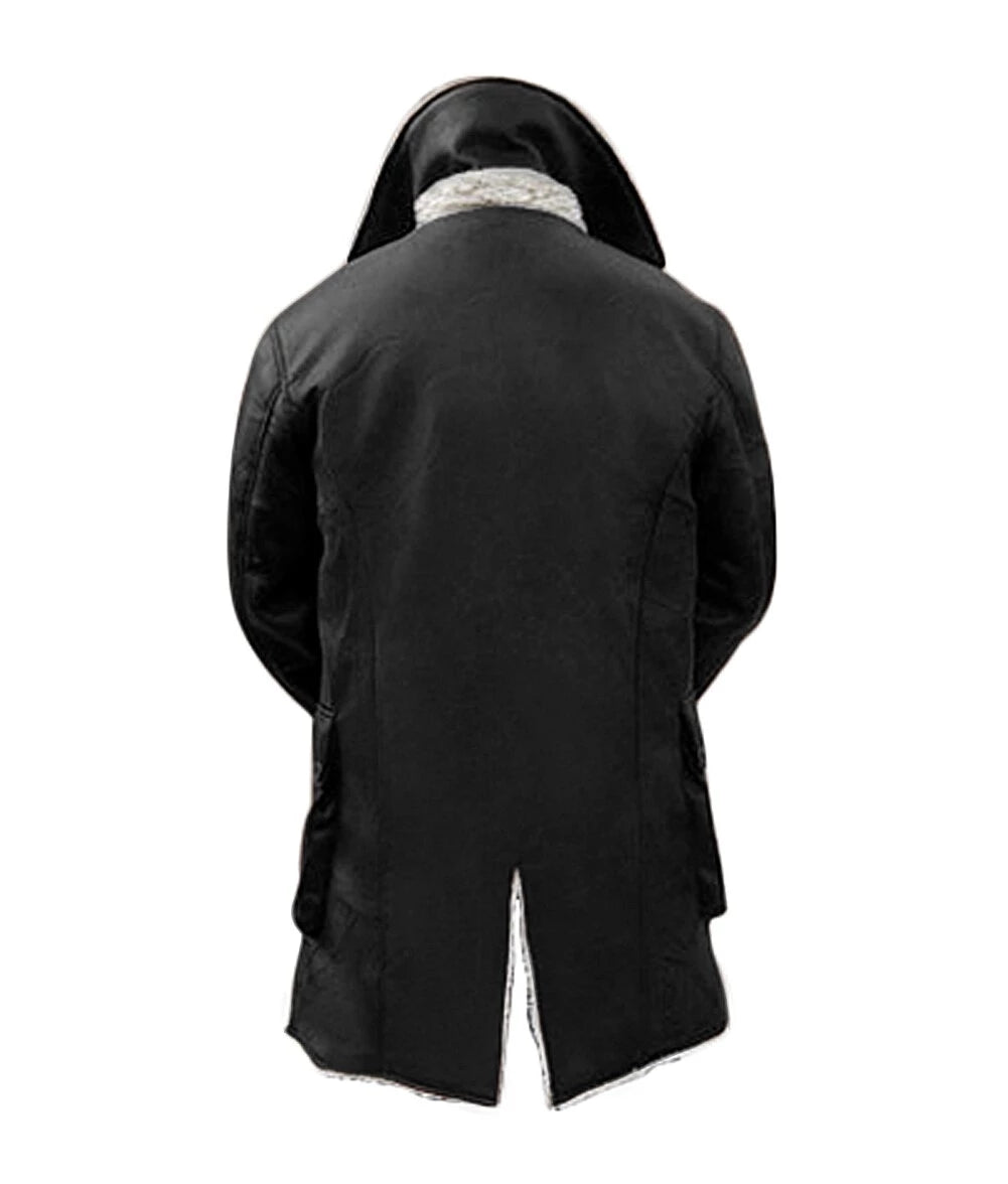 BaneHerren – Sherpa-Mantel aus schwarzem Leder