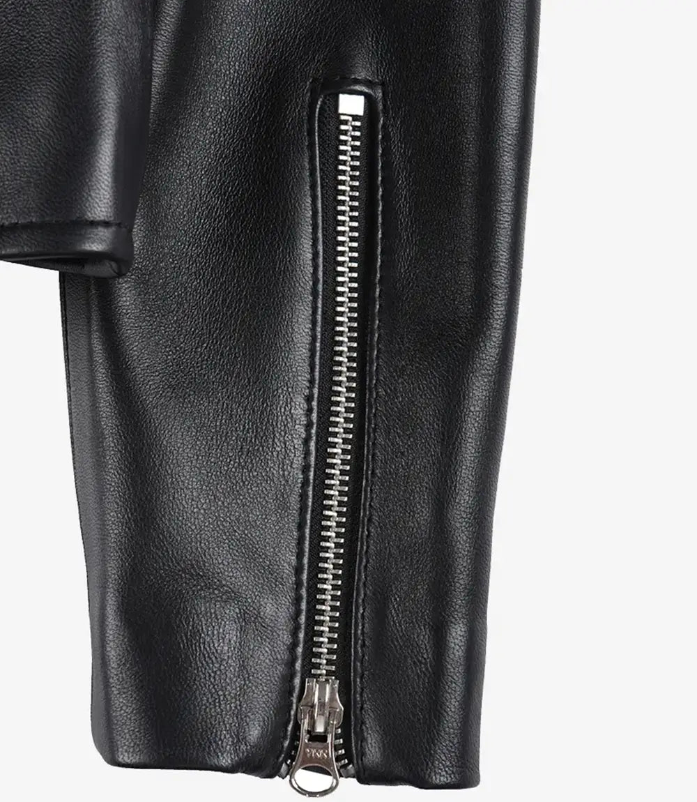 Veste de moto en cuir femme noir