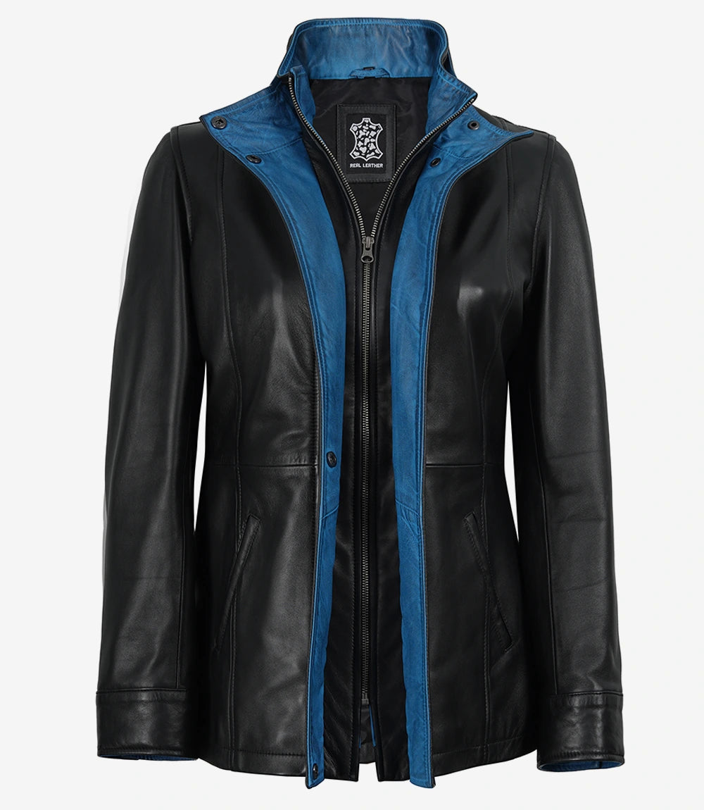 Femmes Noir Cuir Veste