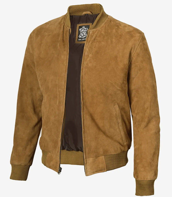 Adamsville, hellbraune Bomberjacke aus Wildleder für Herren