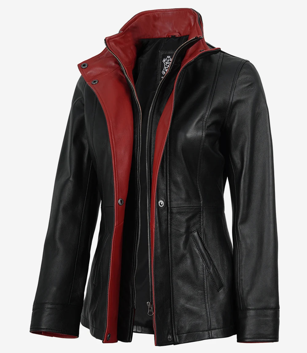 Femmes Noir Cuir Veste