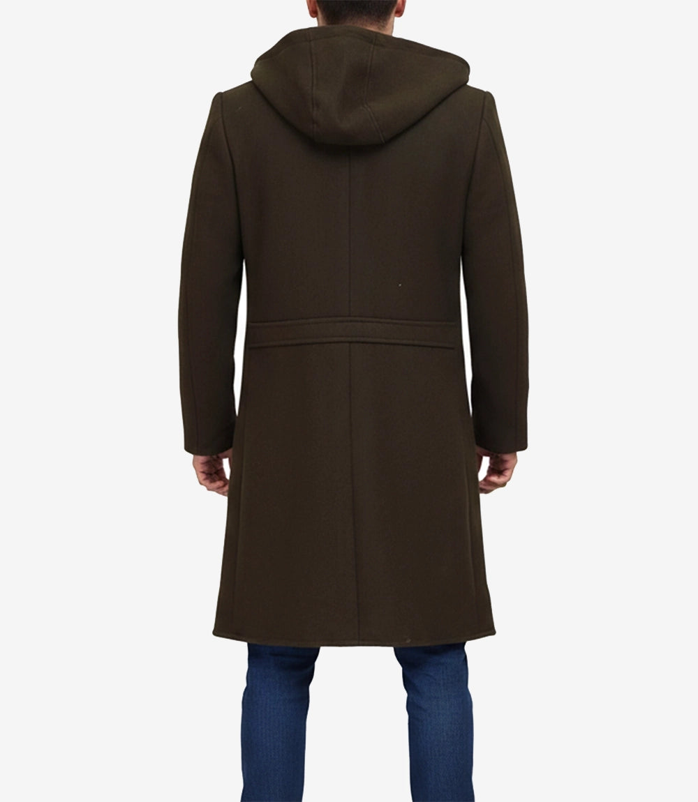 Homme Vert Olive Manteau En Laine