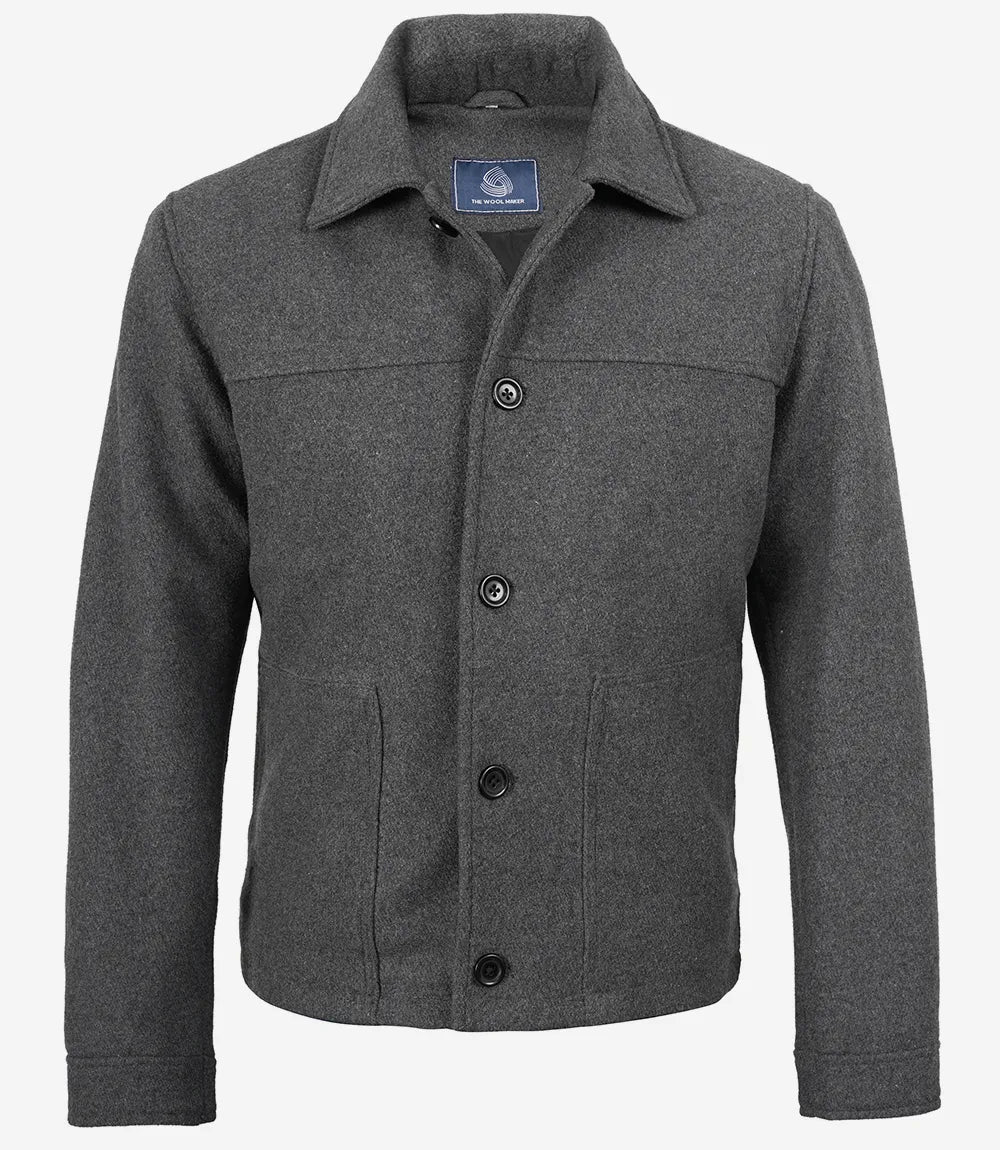 Gris Charbon En Laine Veste