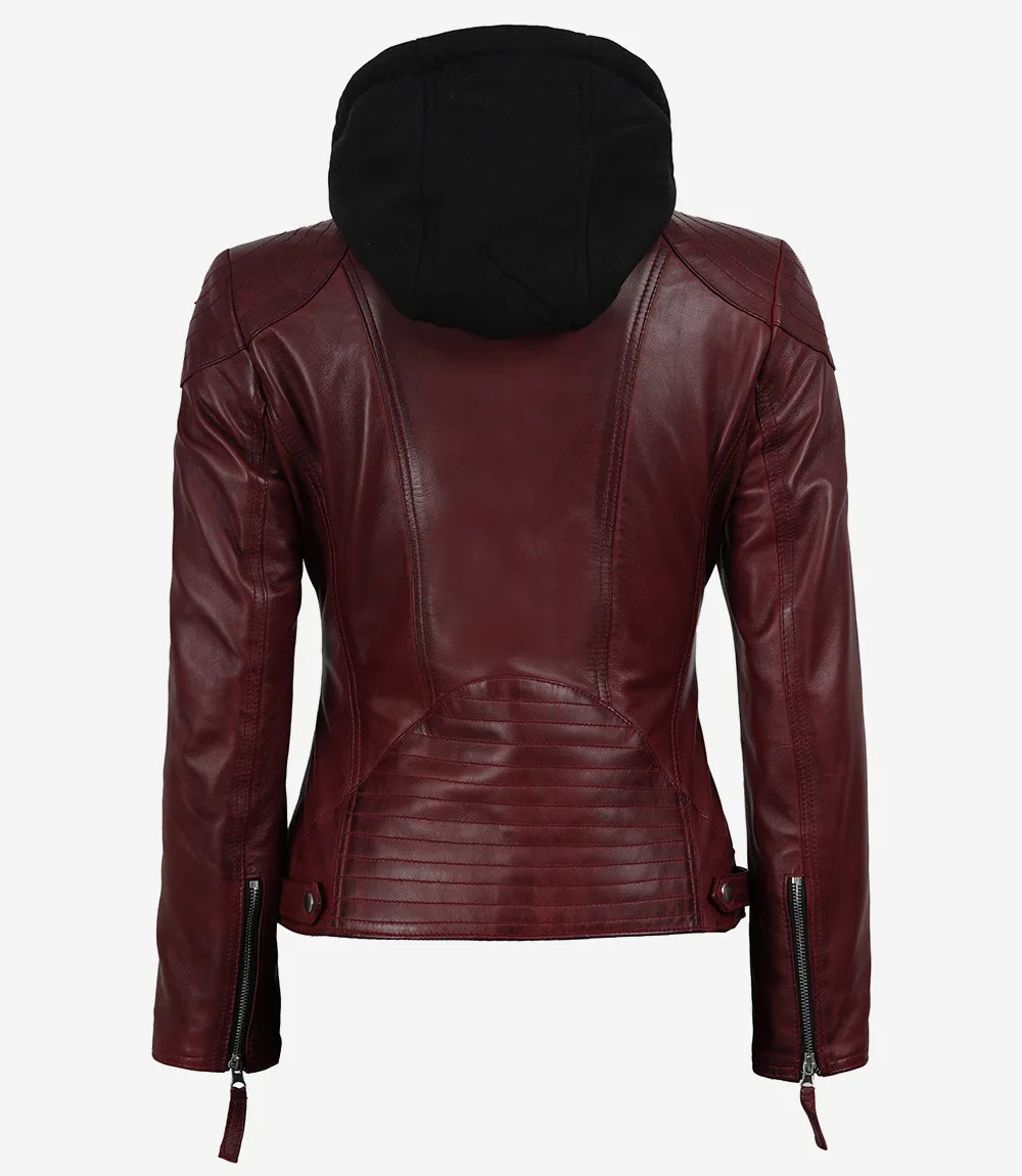 Femmes Cuir Veste Avec Amovible Capuche