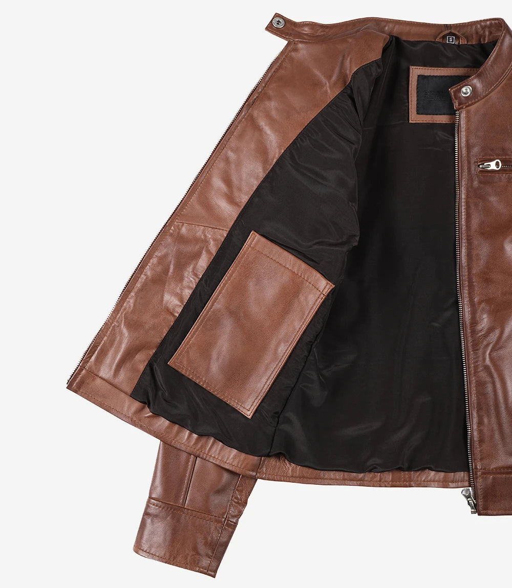 cognac de moto en pour veste cuir