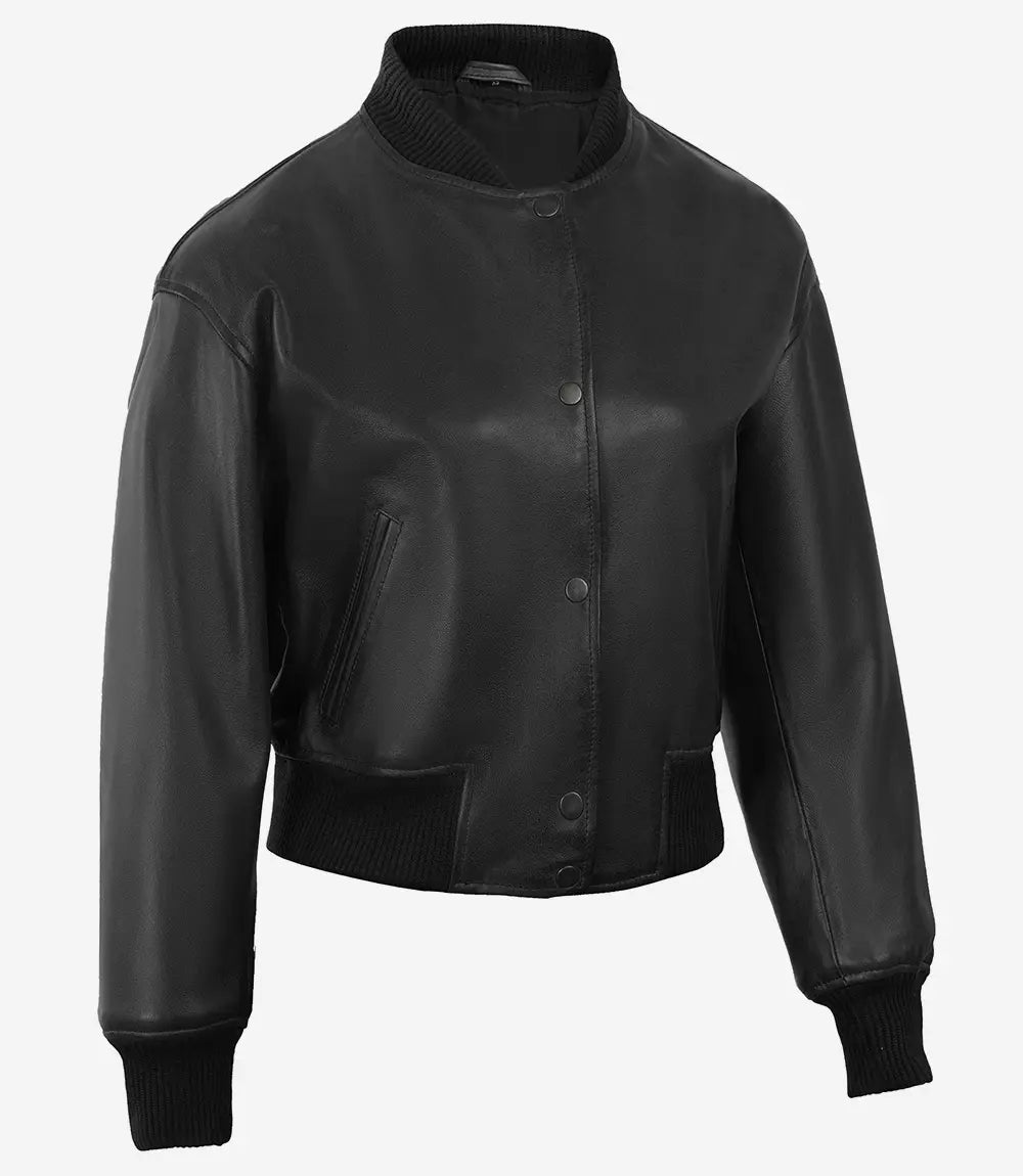 Johnson Women's Cognac Cafe Racer Quilted Leather Jacket