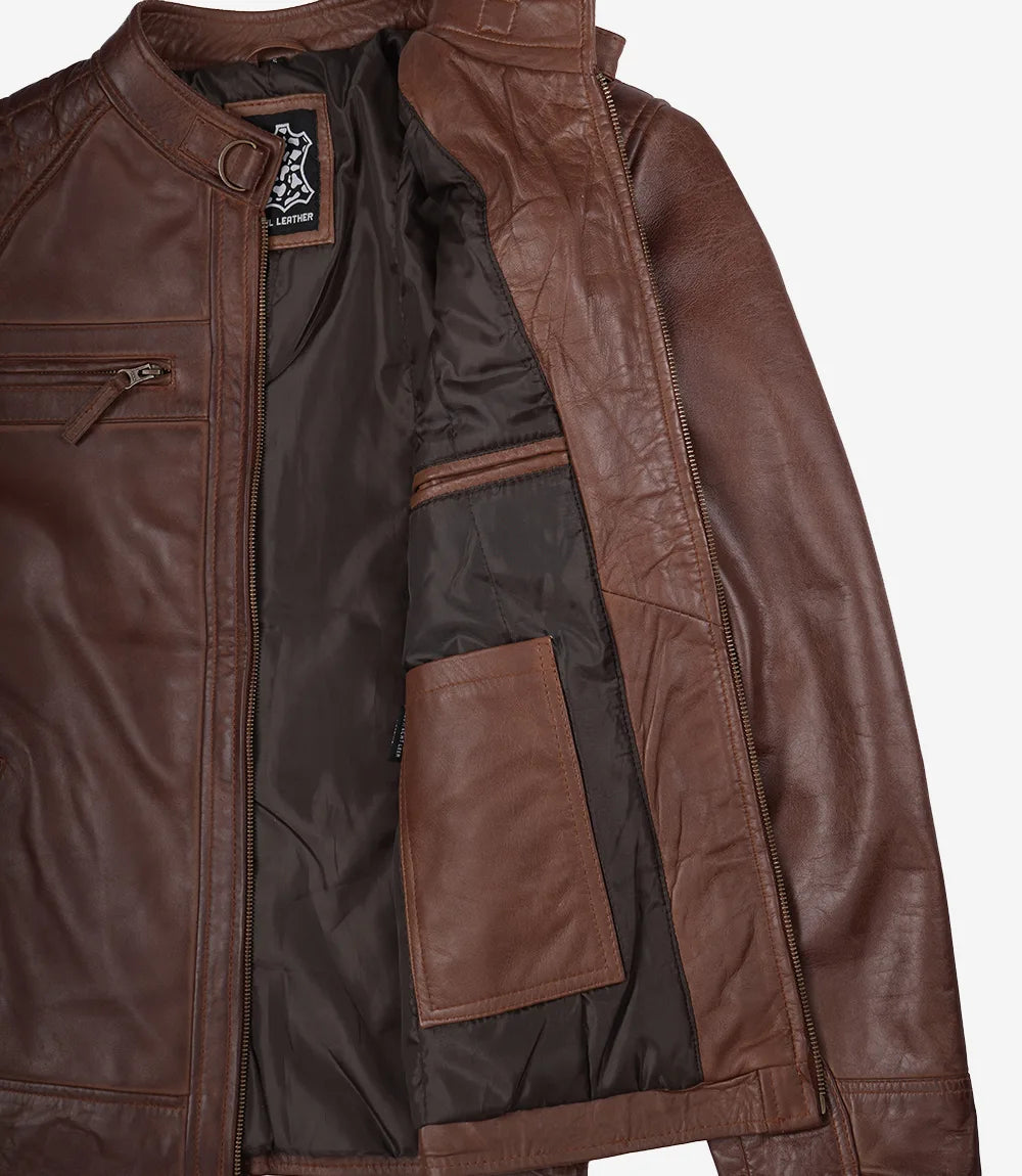 veste en cuir marron