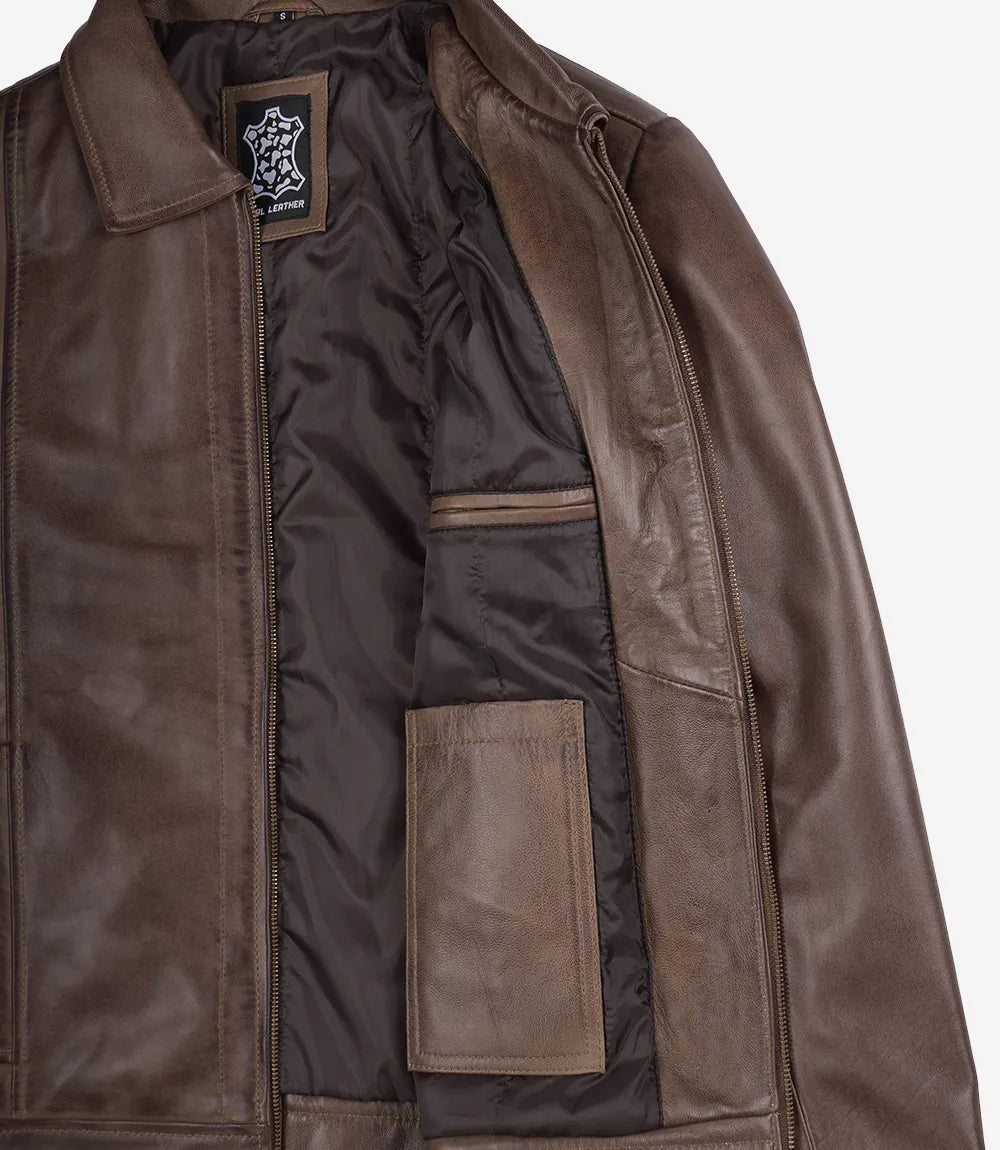 Veste en cuir marron chocolat