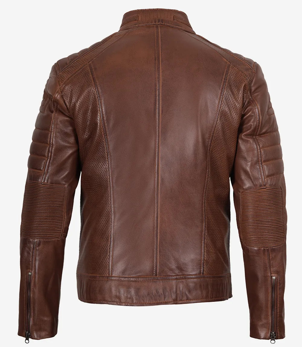 veste en cuir marron pour homme