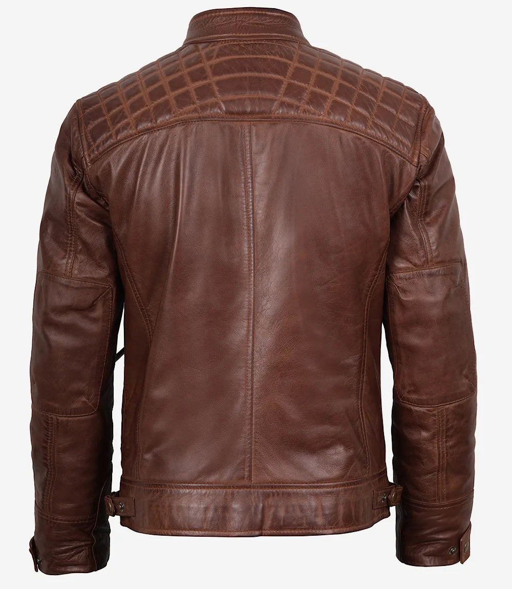 veste en cuir marron pour homme