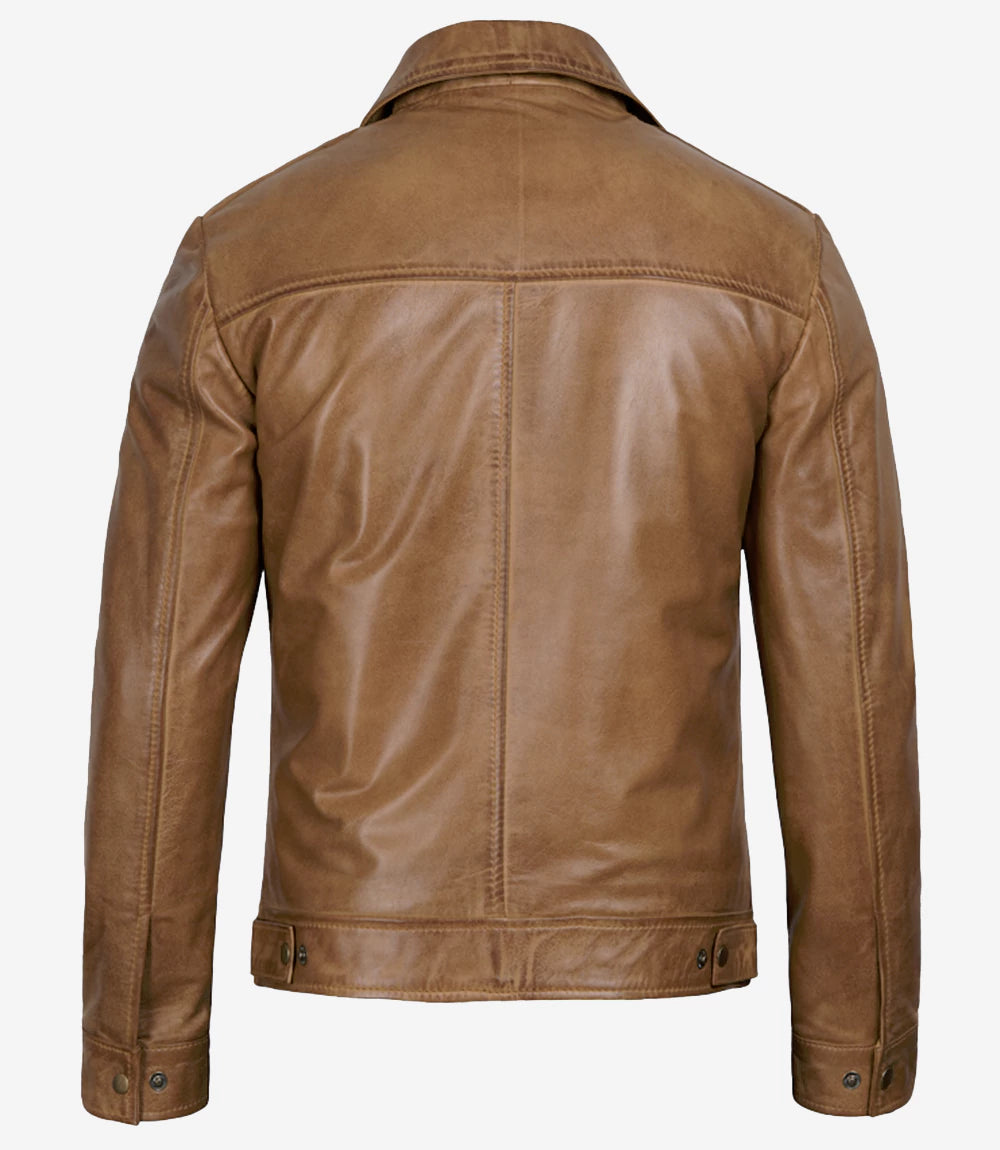 Kamelleder-Motorradjacke für Herren