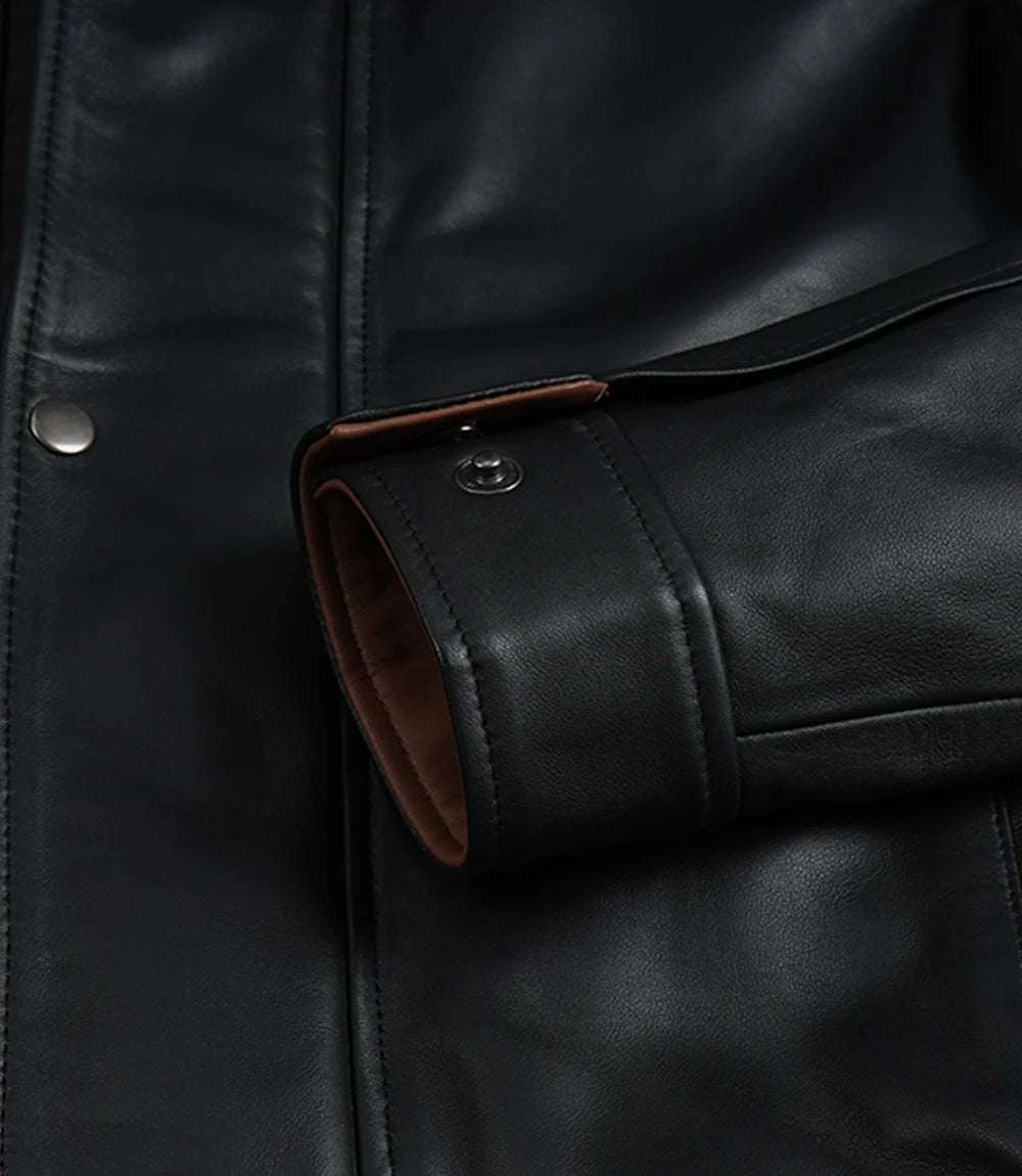 Hommes Noir Bombardier Cuir Veste