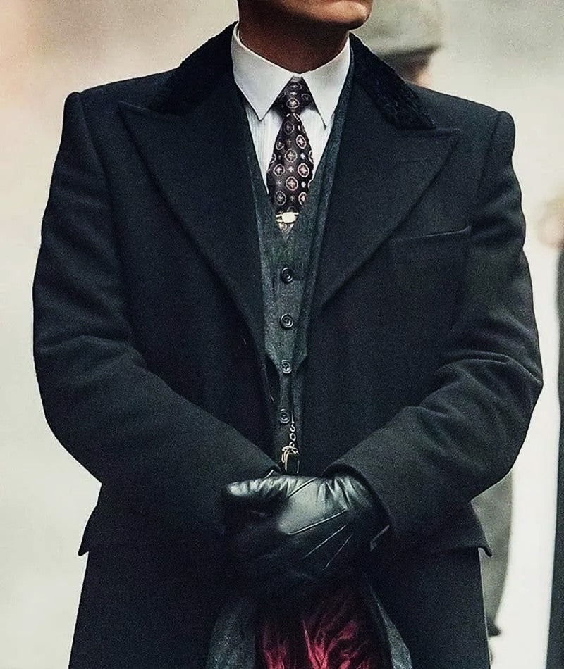 trench coat noir en laine pour homme