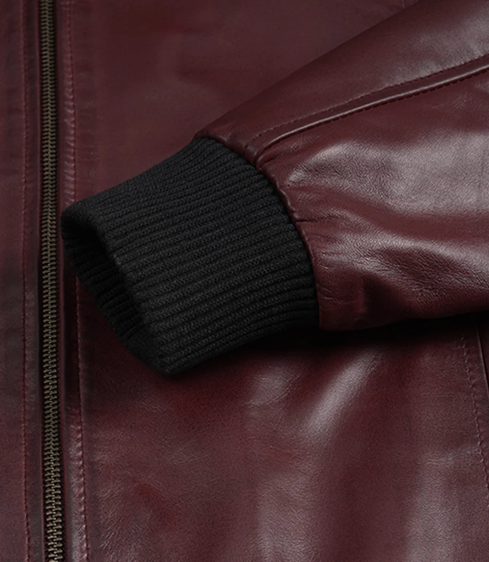 Hommes Bourgogne Cuir Bombardier Veste