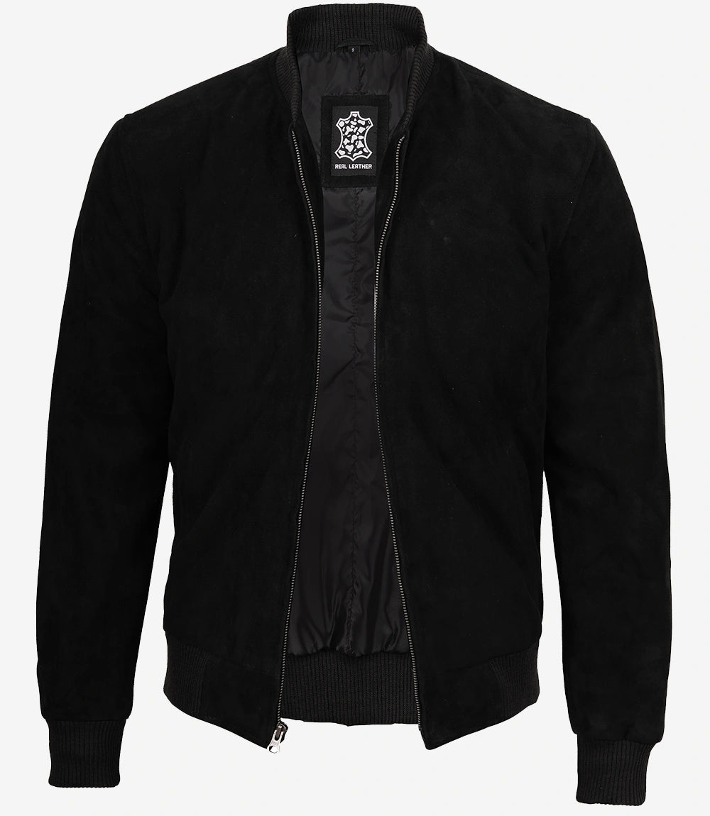 veste en cuir suédé noir