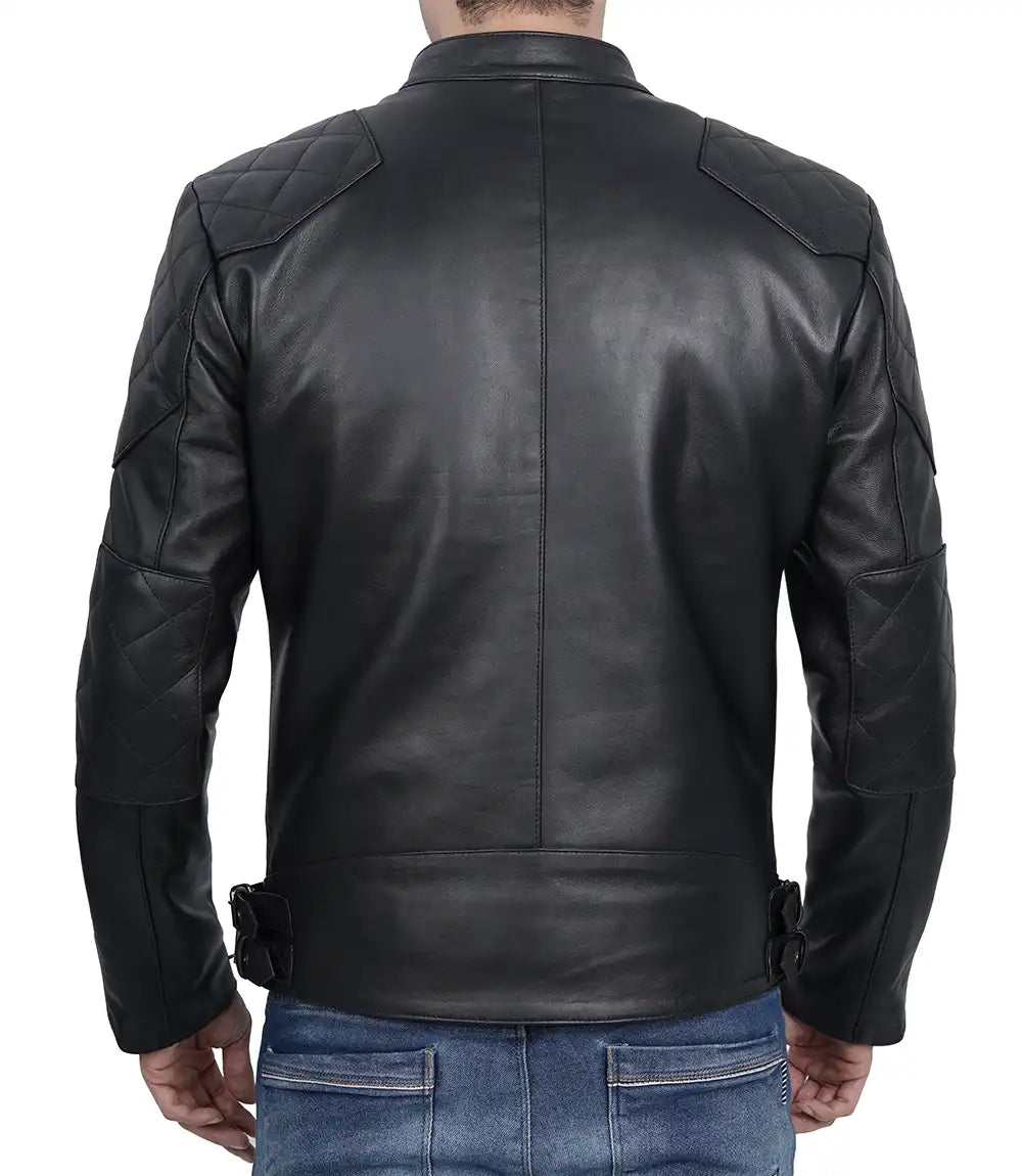 David BeckhamHerren Gesteppte Lederjacke in schwarz