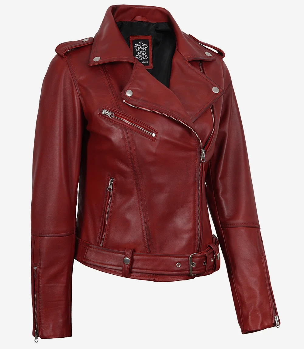 Veste de moto en cuir femme