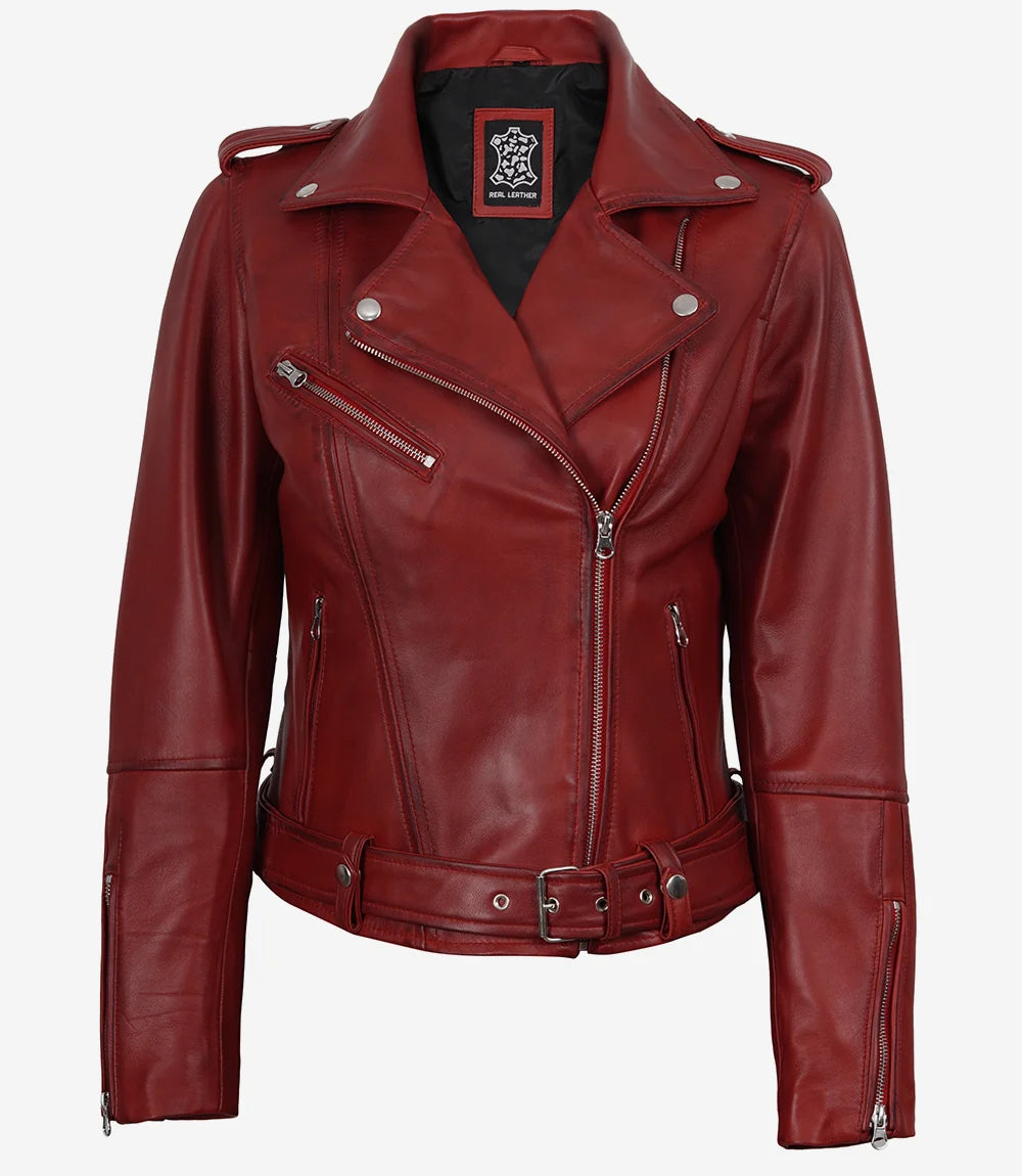 Veste de moto en cuir femme