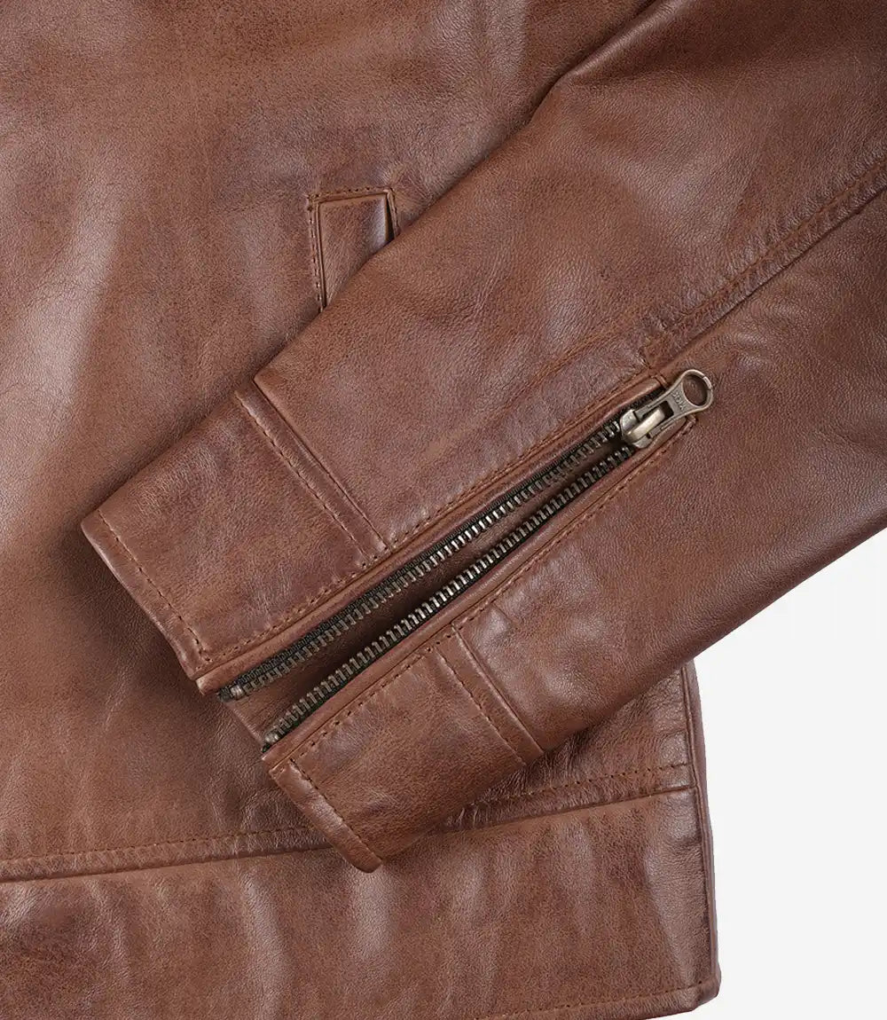 Reeves Herren-Bikerjacke aus echtem Leder in Braun