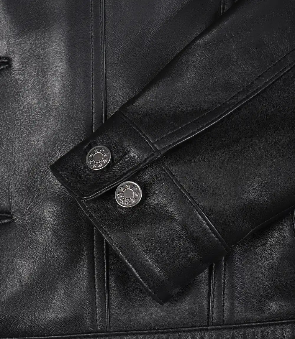 Veste de en cuir noir homme