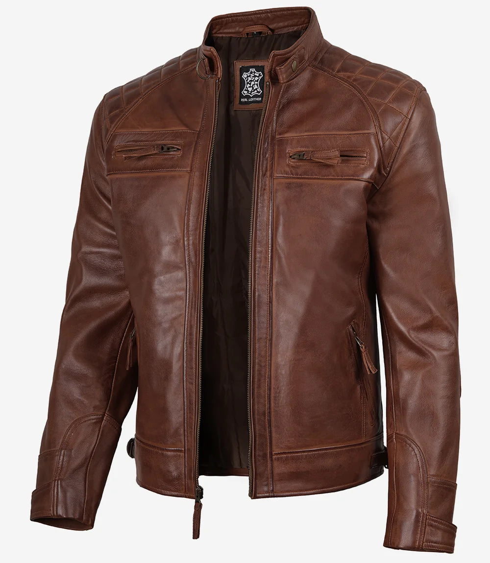 veste en cuir café racer