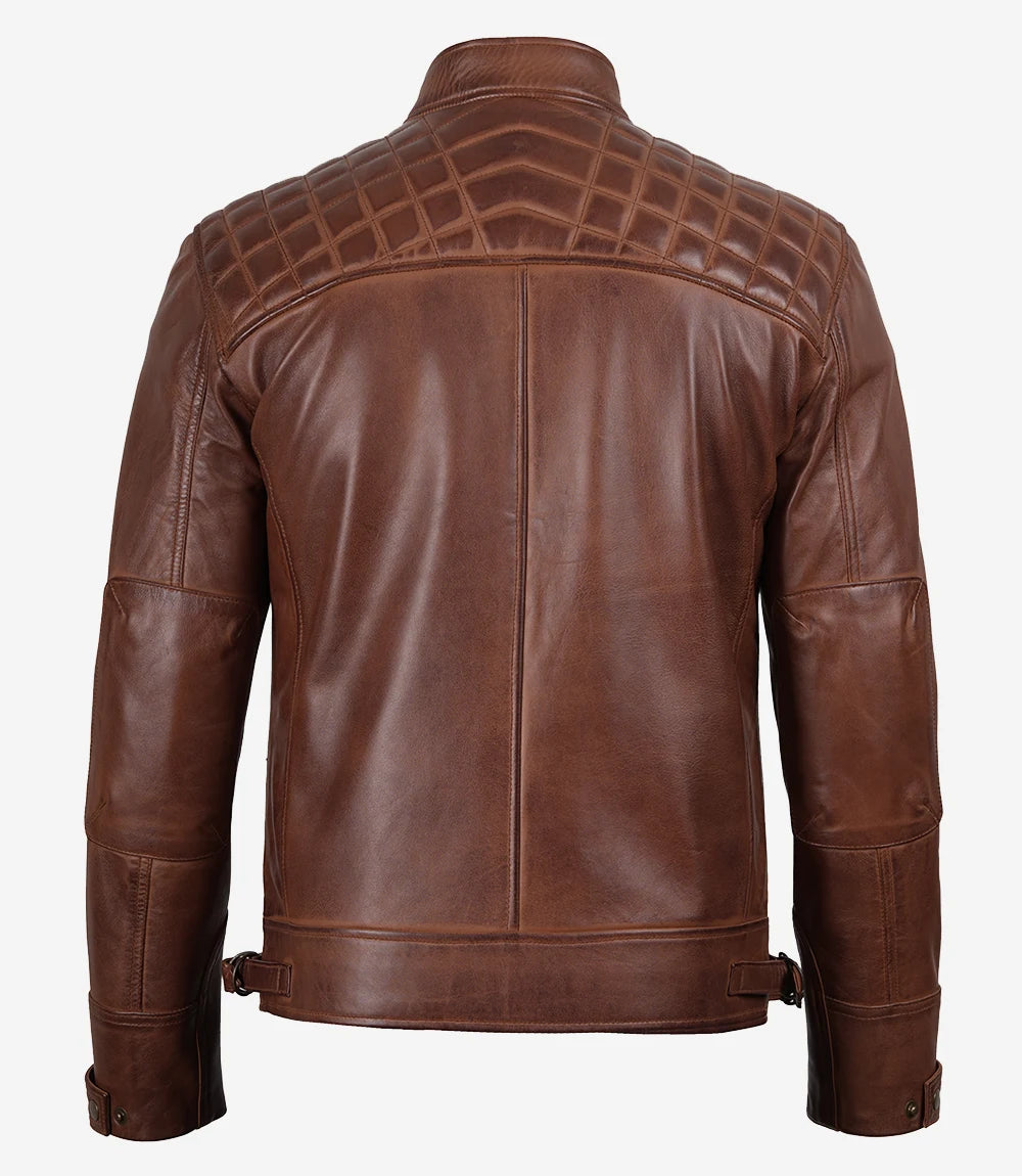 veste en cuir café racer pour homme
