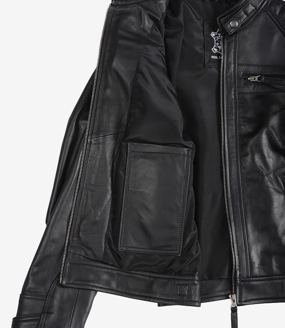 Johnson Cafe Racer Schwarz Lederjacke Damen