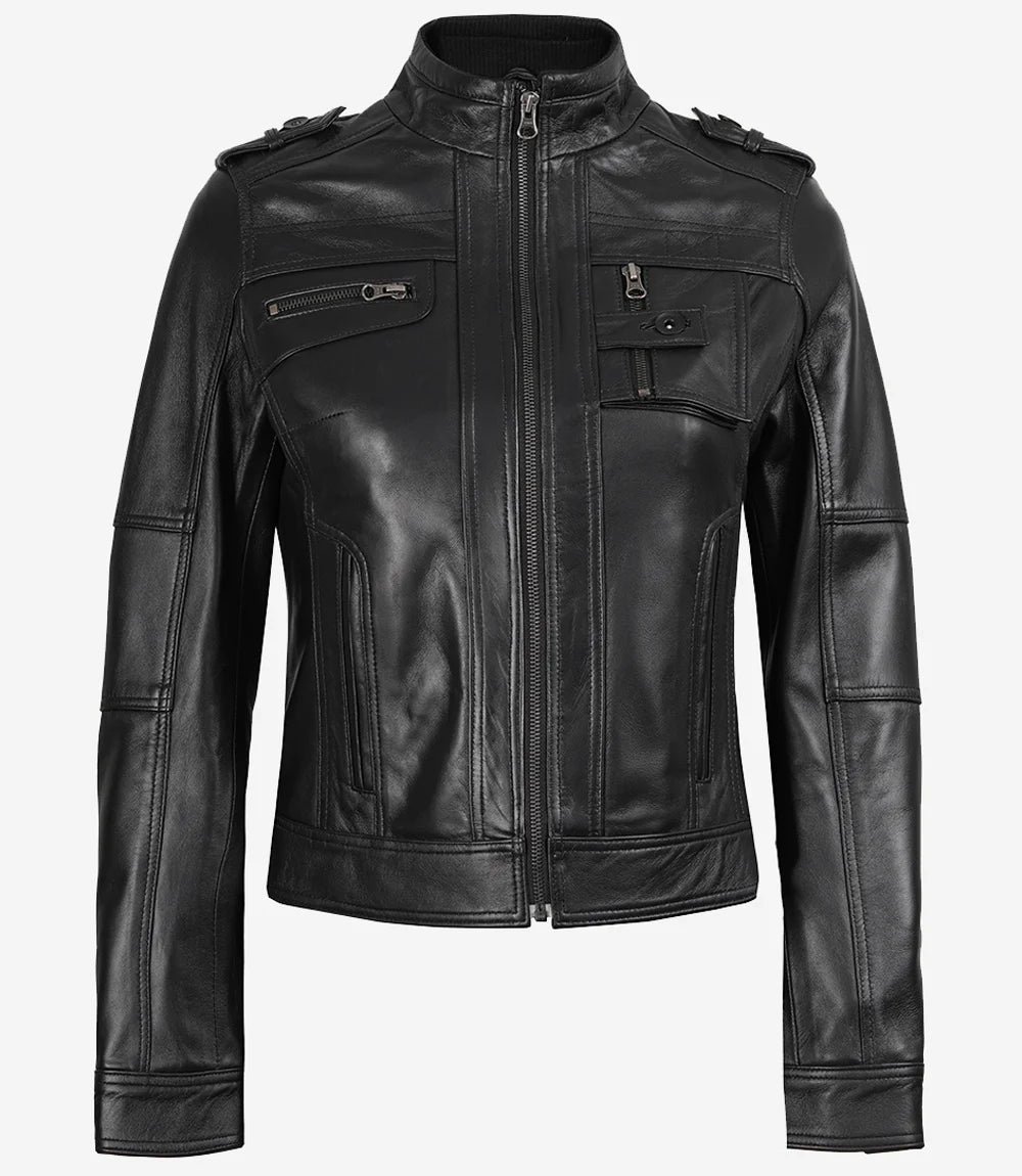 Veste en cuir noire