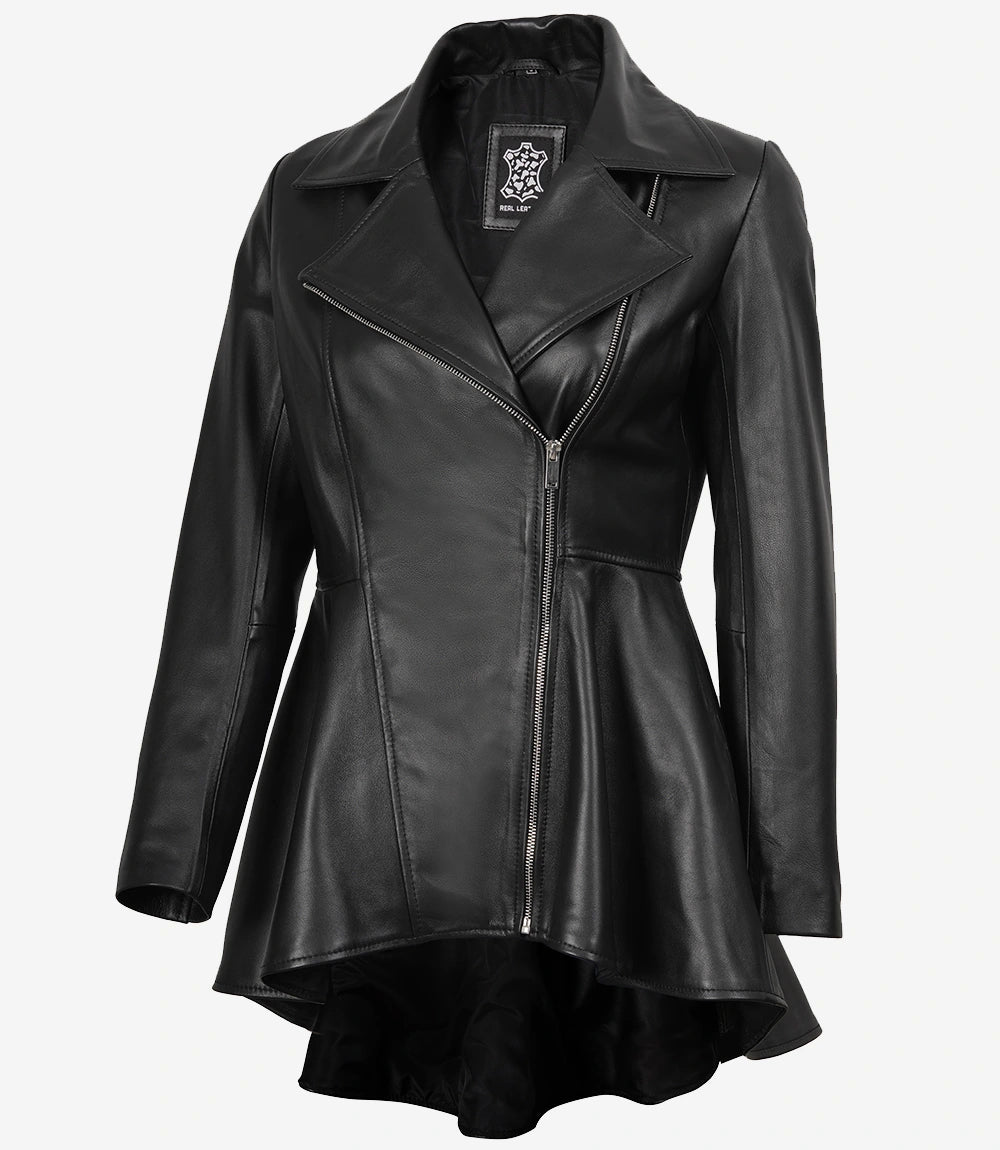 Veste en cuir noire pour femme